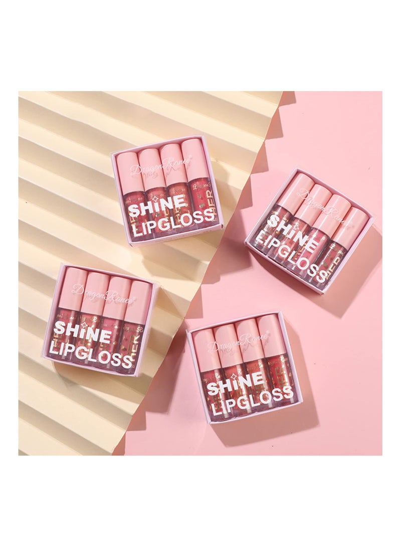 8 Pcs Shimmer Lip Gloss Crystal Jelly Liquid Lipstick Set Moisturizing Hydrating Long Lasting Gel With Pink Box