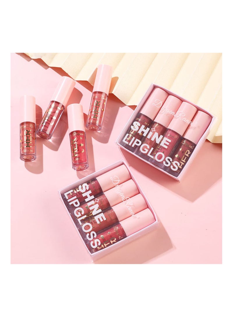 8 Pcs Shimmer Lip Gloss Crystal Jelly Liquid Lipstick Set Moisturizing Hydrating Long Lasting Gel With Pink Box