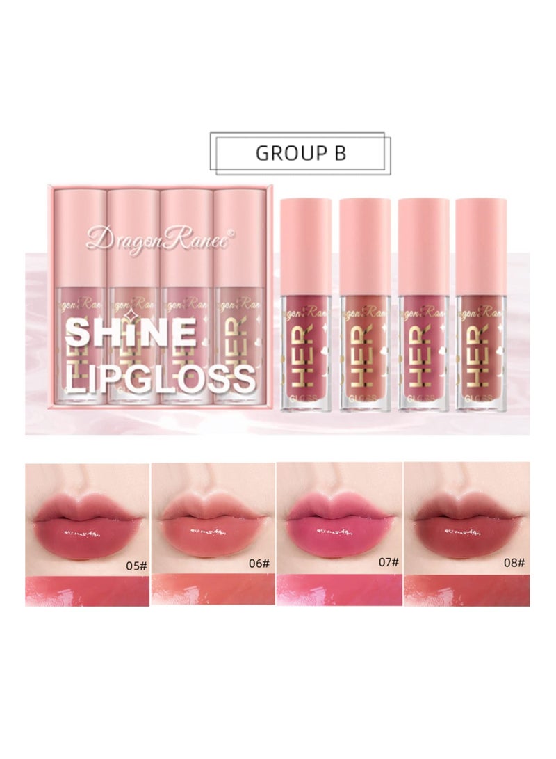 8 Pcs Shimmer Lip Gloss Crystal Jelly Liquid Lipstick Set Moisturizing Hydrating Long Lasting Gel With Pink Box