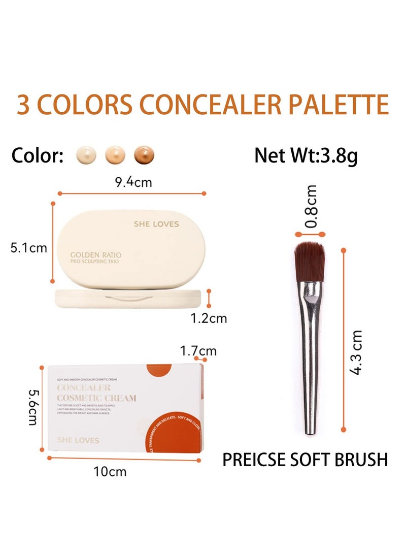 SYOSI, 3 Colors Cream Contour Palette, Concealer Makeup Palette Color Corrector, Highlighter and Bronzer Palette, Foundation Color Correcting Concealer