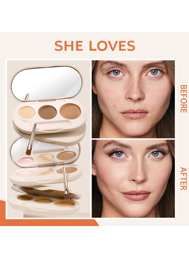 SYOSI, 3 Colors Cream Contour Palette, Concealer Makeup Palette Color Corrector, Highlighter and Bronzer Palette, Foundation Color Correcting Concealer