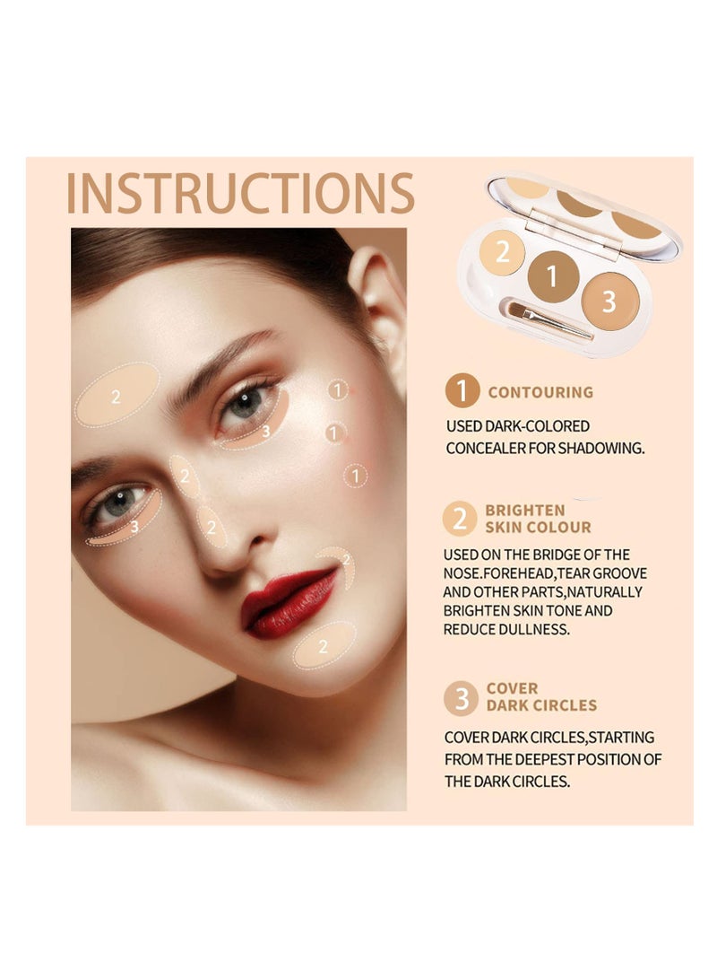 SYOSI, 3 Colors Cream Contour Palette, Concealer Makeup Palette Color Corrector, Highlighter and Bronzer Palette, Foundation Color Correcting Concealer