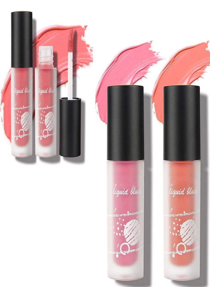 Liquid Blush Matte  3PCS Girl Soft Matte Cream Blush Liquid Blush Cream Blush Makeup Lightweight Long Lasting Waterproof Natural-Looking Advanced Hazy Feeling Natural-Looking Smooth
