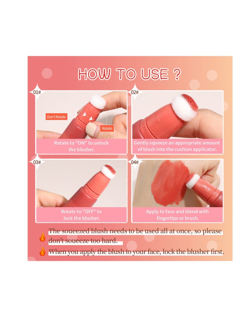 3 Pcs Liquid Blush, Dewy Cheek Tint, Creamy Texture Blush Wand, Natural Makeup, Moisturizing Lightweight Blendable Feel