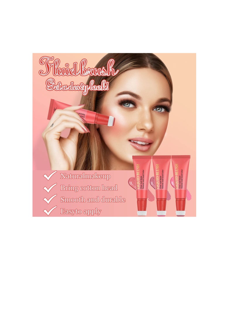 3 Pcs Liquid Blush, Dewy Cheek Tint, Creamy Texture Blush Wand, Natural Makeup, Moisturizing Lightweight Blendable Feel