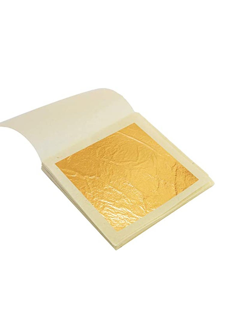 10 PCS Gilding 24K Edible Gold Leaf Sheets 4.33cm x 4.33cm Yellow Real Gold Loose Foil for Makeup Art Gilding Drink Decorations