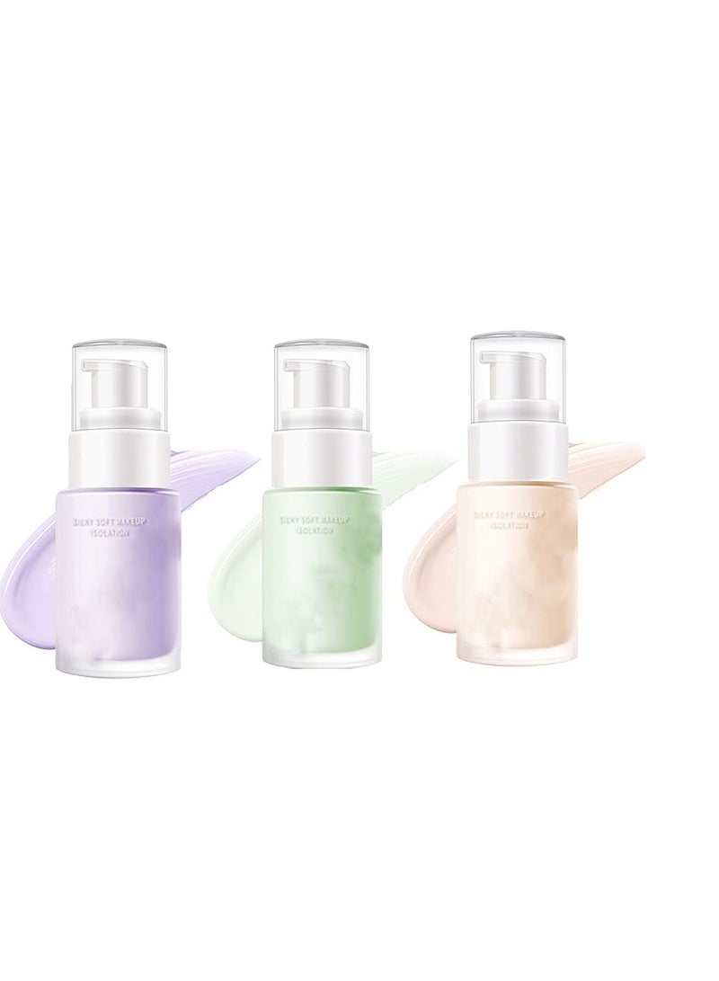 3 Colors Isolation Cream Moisturizing Isolation BB Cream Long lasting Matte Flawless Foundation Makeup Primer Skin Tone Correcting Brightening Primer Neutralizing Dark Circles Correct Redeness