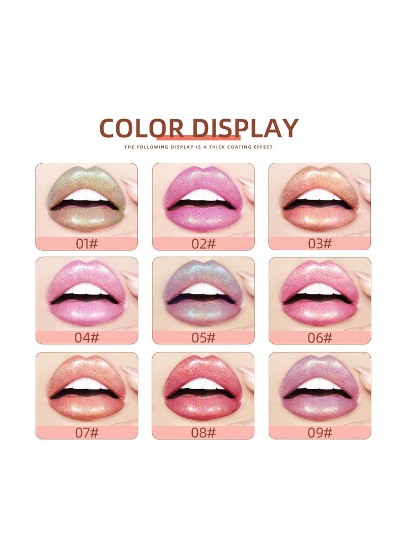 Glitter Liquid Lipsticks Set 9 Colors Glitter Diamond Shining Lip Gloss Set Long Lasting Waterproof Shimmer Metallic Lipstick for Women Lips Make Up Set, Non Toxic, Birthday Gift, Party Gift.