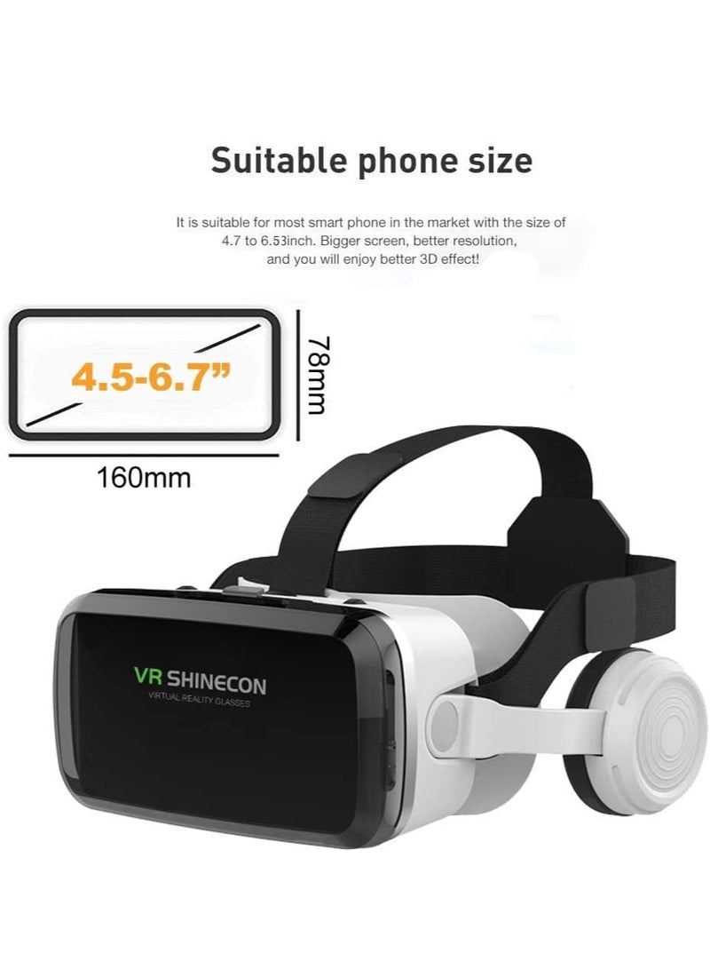 Headset +Bluetooth 3D Glasses Goggles HD Virtual Reality Headset Compatible with iOS & Android Phone Eye Protected Soft & Comfortable Adjustable Distance for Phones