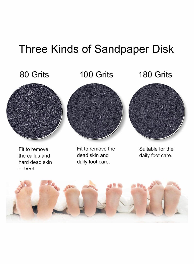 180pcs Self-adhesive Sandpaper Disk Replacement Pad Foot File Disc for Electric Rasp Files Callus Cuticle Hard Dead Skin Removal Pedicure Tools 80Grit 100 Grit 180 Grit
