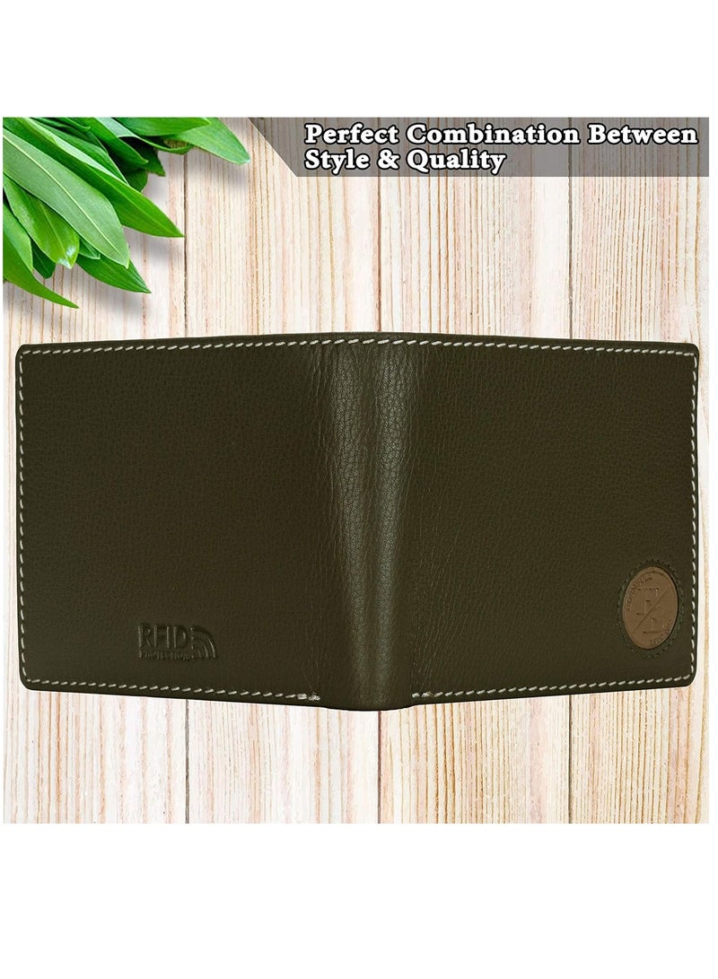 Gift Set for Men | Olive Wallet and Black Belt Men's Combo Gift Set | Leather Wallets for men | Men’s Wallet BWN104165