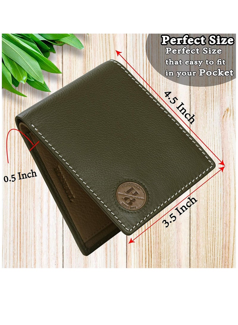 Gift Set for Men | Olive Wallet and Black Belt Men's Combo Gift Set | Leather Wallets for men | Men’s Wallet BWN104165