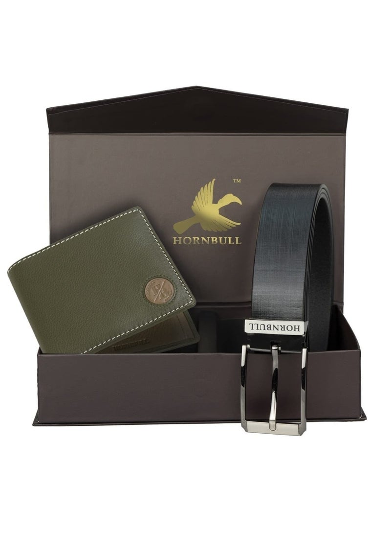 Gift Set for Men | Olive Wallet and Black Belt Men's Combo Gift Set | Leather Wallets for men | Men’s Wallet BWN104165