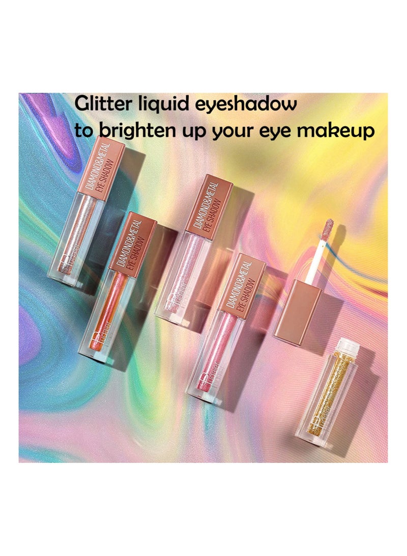 Liquid Glitter Eyeshadow, SYOSI Highly Pigmented Metallic Eye Shadows & Eyeliner Pen, Sparkling Shimmer Eyes Makeup Waterproof Long Lasting Quick-Drying Eye Shadow Make up Kits(Elegant Orange)