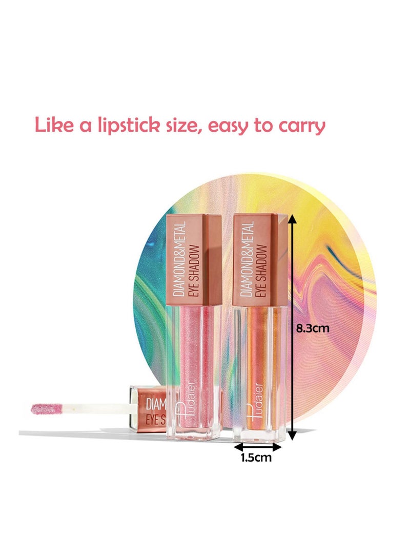 Liquid Glitter Eyeshadow, SYOSI Highly Pigmented Metallic Eye Shadows & Eyeliner Pen, Sparkling Shimmer Eyes Makeup Waterproof Long Lasting Quick-Drying Eye Shadow Make up Kits(Elegant Orange)