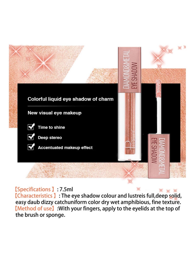 Liquid Glitter Eyeshadow, SYOSI Highly Pigmented Metallic Eye Shadows & Eyeliner Pen, Sparkling Shimmer Eyes Makeup Waterproof Long Lasting Quick-Drying Eye Shadow Make up Kits(Elegant Orange)
