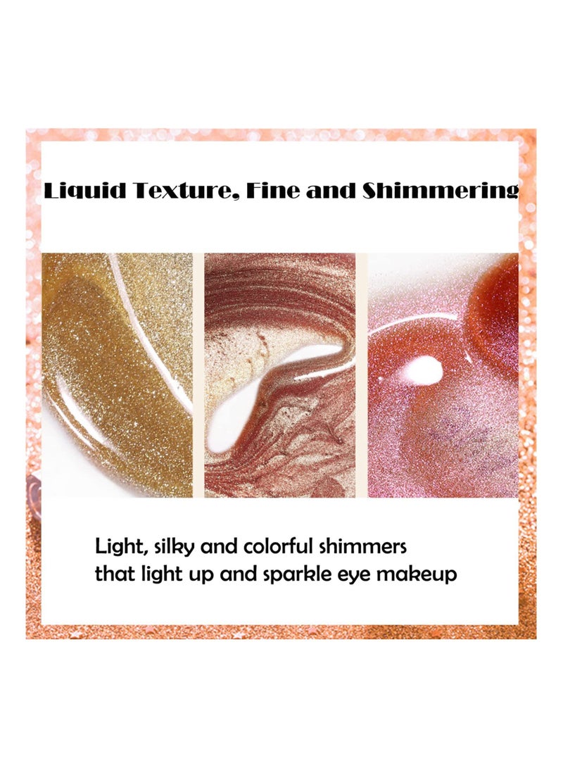 Liquid Glitter Eyeshadow, SYOSI Highly Pigmented Metallic Eye Shadows & Eyeliner Pen, Sparkling Shimmer Eyes Makeup Waterproof Long Lasting Quick-Drying Eye Shadow Make up Kits(Elegant Orange)