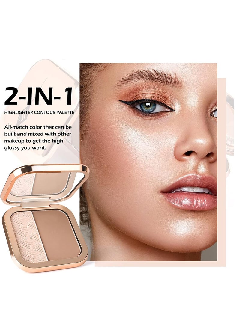 Highlighter Contour Palette Bronzer HighlighterMatte Contour Pressed Powder Face Contouring Palette Lasting Shimmer Glow Kit
