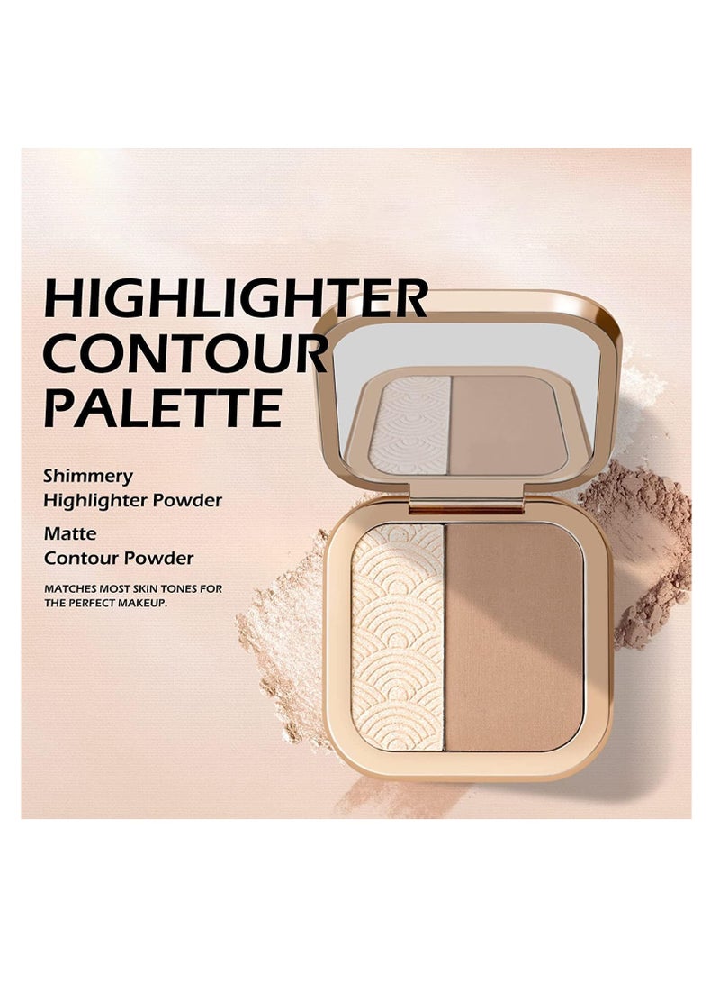 Highlighter Contour Palette Bronzer HighlighterMatte Contour Pressed Powder Face Contouring Palette Lasting Shimmer Glow Kit