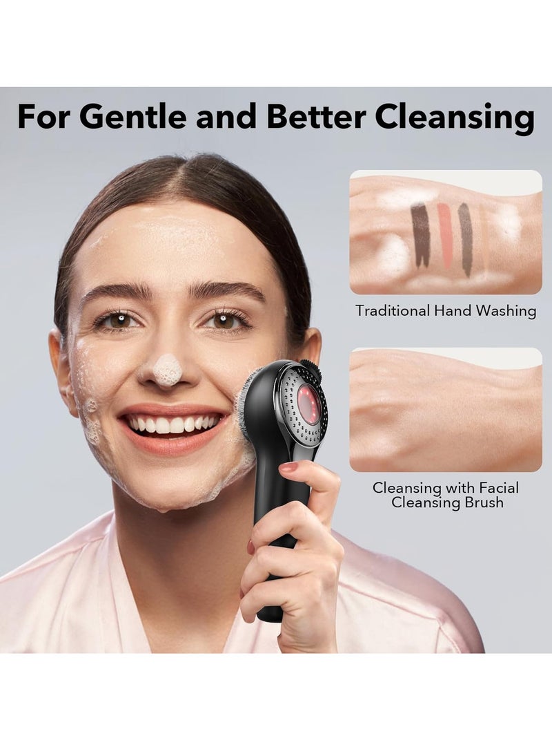 Facial Cleansing Brush Face Scrubber Silicone Sonic Vibration Face Cleanser Brush Electric Exfoliating with Nose Scrub Men Women Waterproof Rechargeable Massager Deep Clean Skin Care Routine