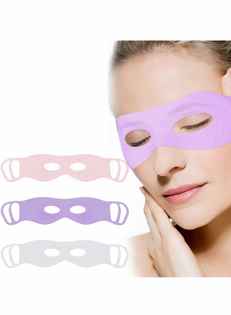 Silicone Reusable 3 D Eye Mask, 3 Pcs Silicone Ear-Hanging Eye Mask, Anti Wrinkles Sleeping Massage Eye Patches Mask Cover, Sheet Eye Mask No More Falling Off