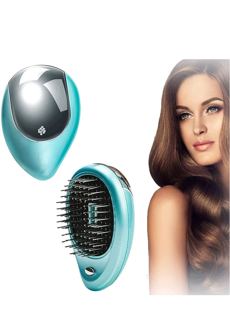 Ionic Hair Brush, Electric Portable Negative Ion Brush Massage Comb, Professional Wet Comb Detangling Vibration For All Types, Green