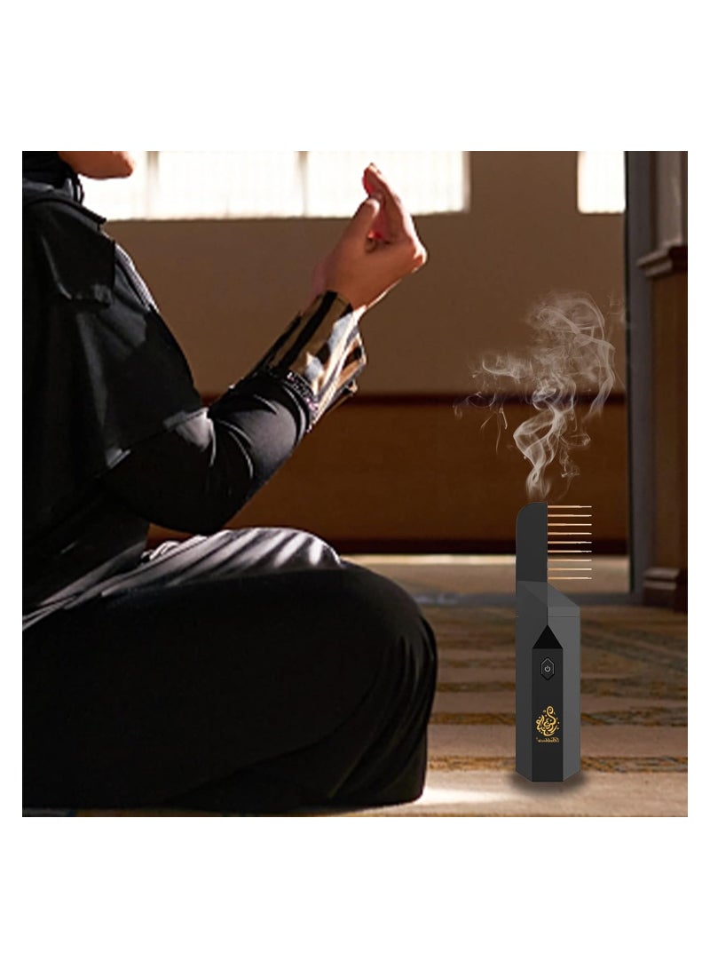 Upgrade Electric Comb Bakhoor Incense Burner Arabic Aroma Diffuser Mini USB Rechargeable for Home Office & Car