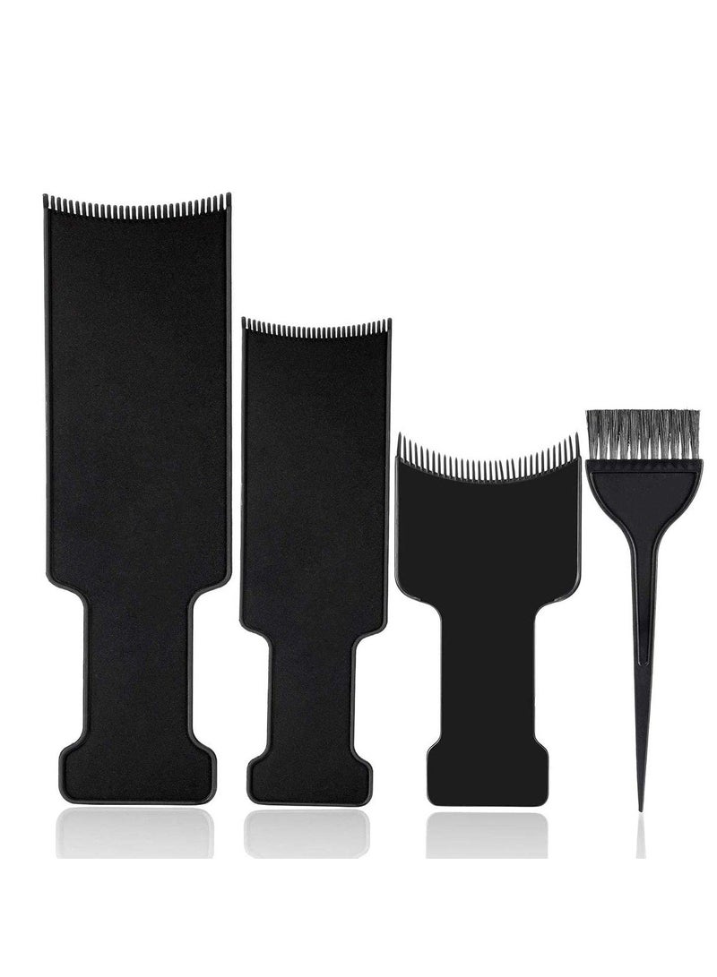 4pcs Highlighting Boards and Brush Kit, 3pcs Tinting Paddles  1pc Hair Coloring Brush for Hair Dye  Salon Uses