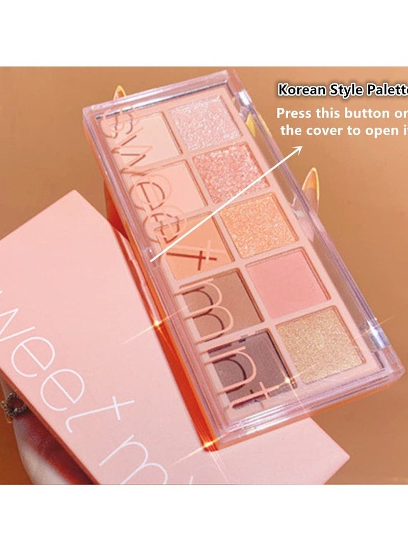 10 Colors Nude Eyeshadow Palette Colorful Matte and Glitter Eye Makeup Palette, High Pigmented, Pearl White Face Body Cheek Diamond Shimmer Highlighter Highlight Makeup Palette Powder