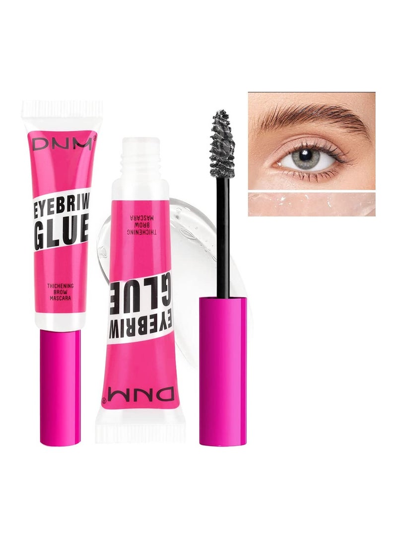 Brow Mascara,Brow Fast Sculpt,Waterproof, Transfer-proof, Brush to Fill in Eyebrows and Cover Gray Hairs, Cruelty Free, Light Medium Brown, 2 Pack, 09 transparent brow glue