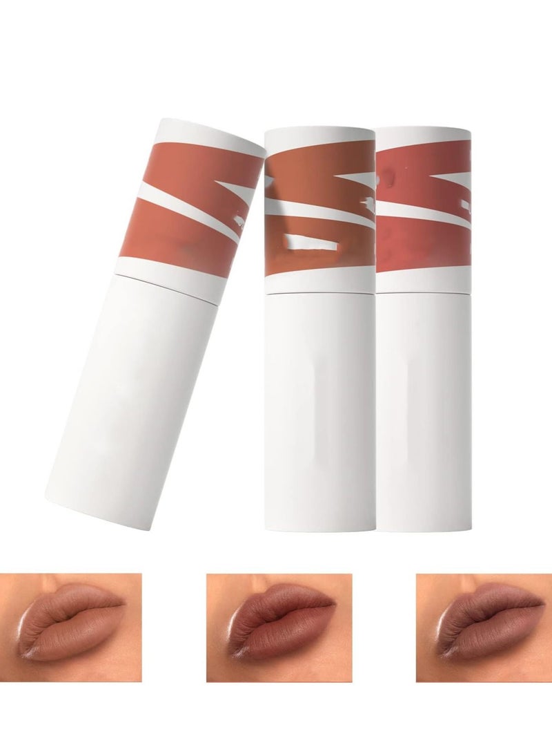 3Pcs Matte Lipstick Set Lip Mud, Waterproof Long Lasting Smudge Proof Velvet Lip Stains, Multi-Purpose for Lip and Cheek, Non-Stick Cup Not Fade Lip Gloss Makeup Cosmetics, Super Stay, Non-Drying