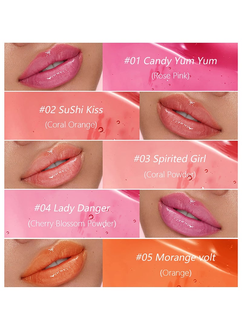 SYOSI 3 Pcs Plumping Lip Oils, Hydrating Lip Gloss Smooth Moisturizing Lip Oil Transparent Toot Lip Oil for Lip Care & Long-lasting Moisturizing