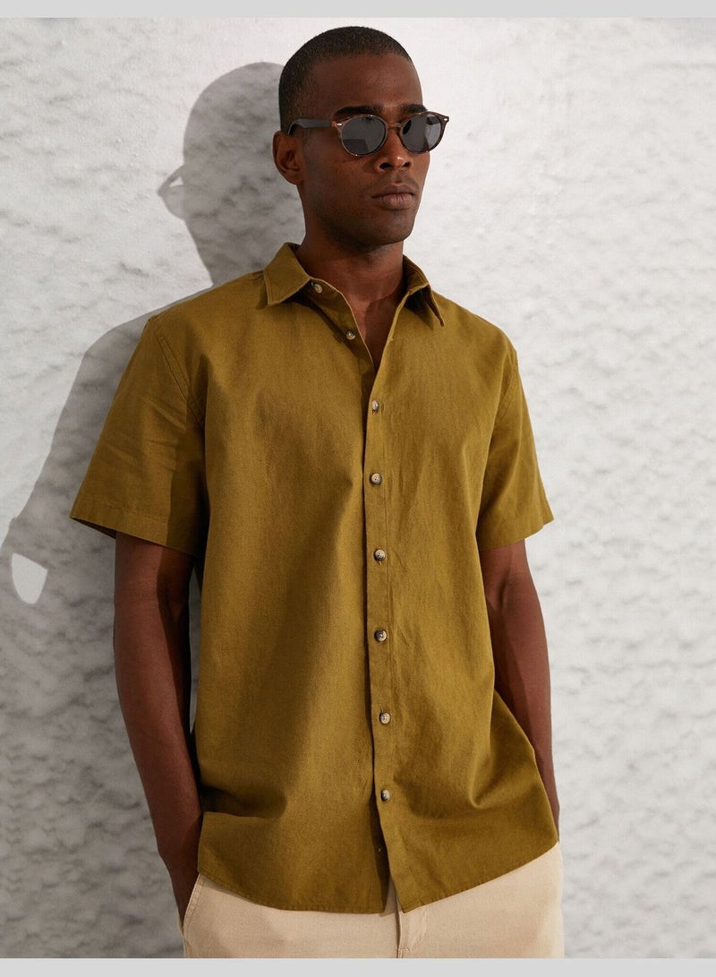 Basic Linen Blend Short Sleeve Shirt