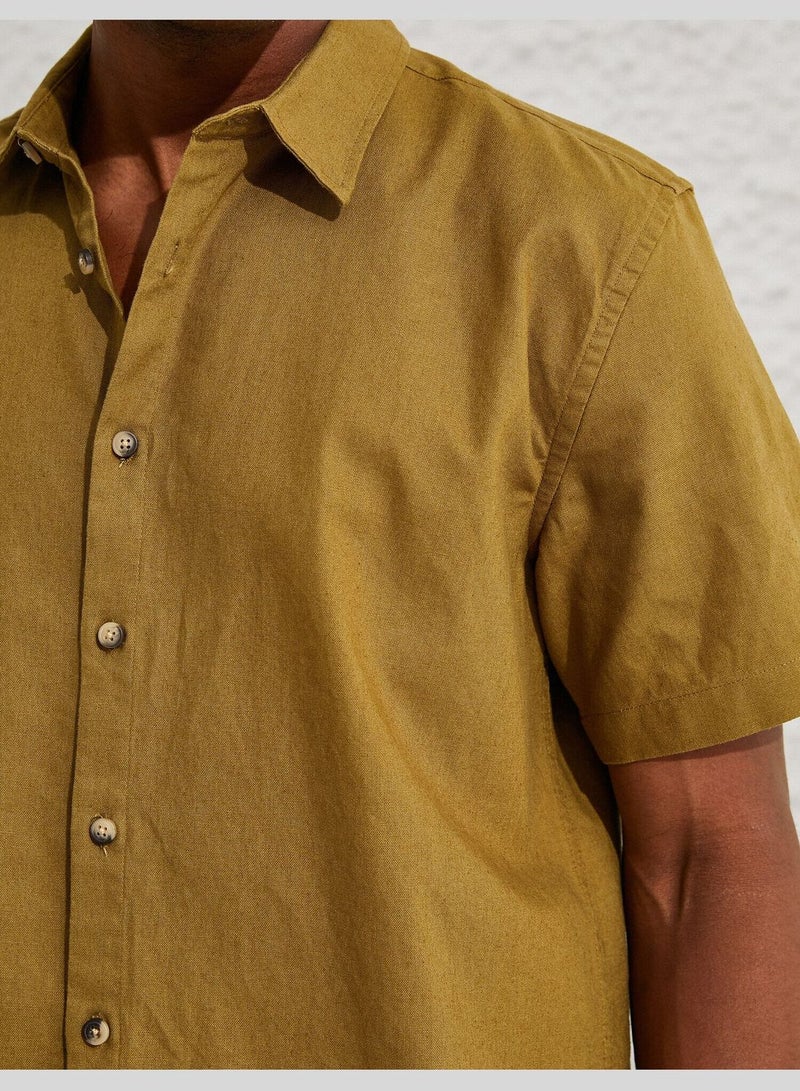 Basic Linen Blend Short Sleeve Shirt