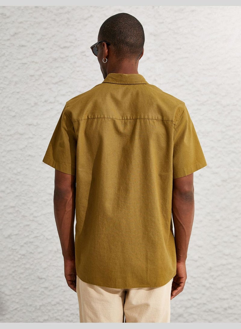 Basic Linen Blend Short Sleeve Shirt