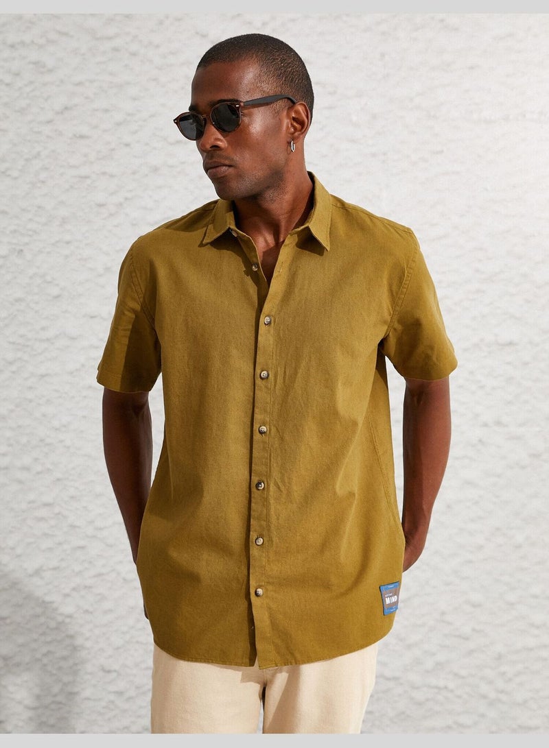 Basic Linen Blend Short Sleeve Shirt