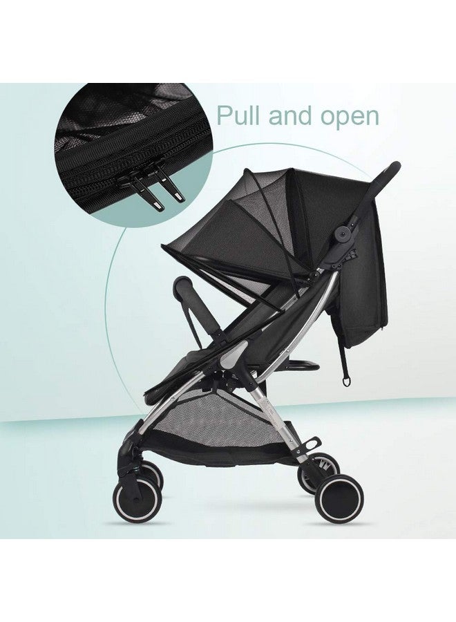 2 In 1 Net Baby Stroller Sun Shades With Zipper Window Universal Mesh Travel Breathable See Through Outdoor Walking Beach Parasol Windproof Protective Cover For Seats Bassinets And Carriers