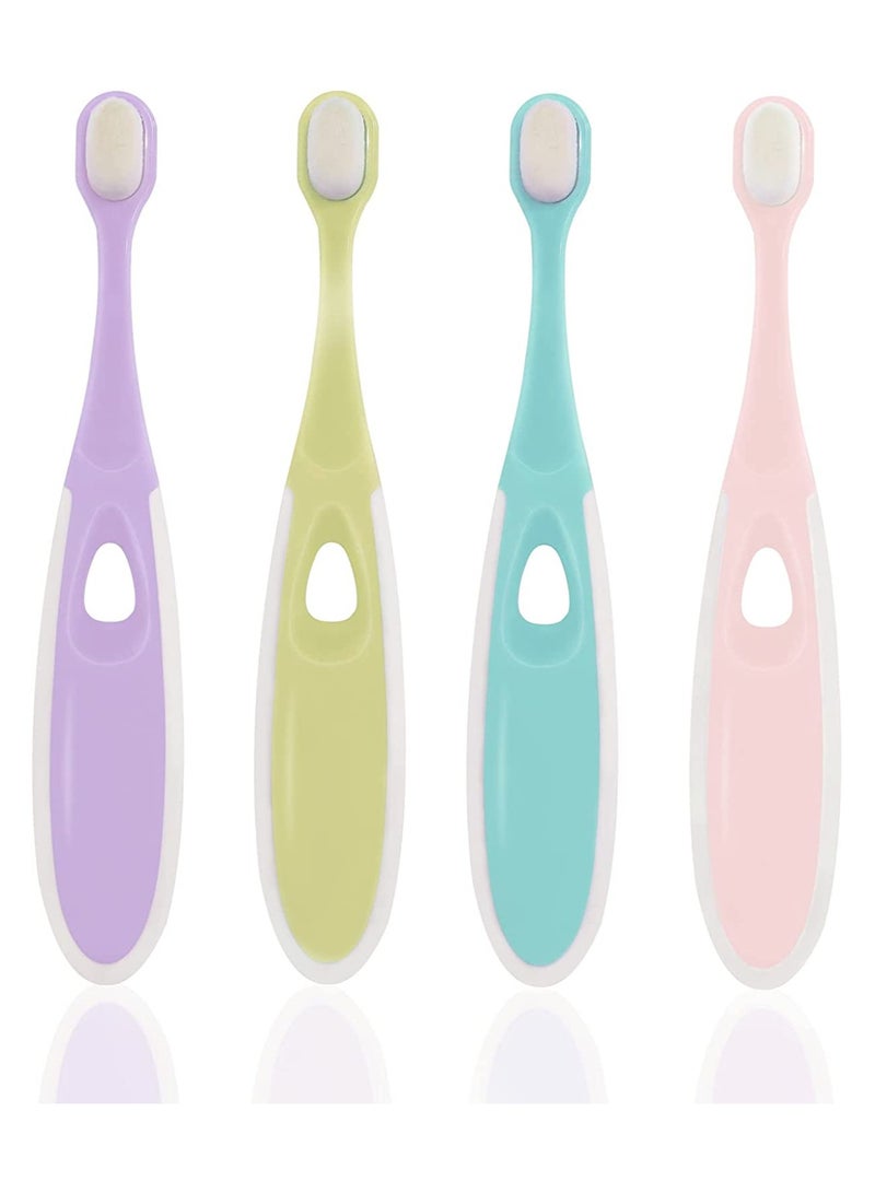 Toothbrush for Kids 3- 12 Years Old 4Pcs Nano Baby Toothbrush with Tongue Cleaner lovely Kids Toothbrush 12 Months Up Extra Soft Toothbrush with 10000 Soft Floss Bristle for Kids Gum Care
