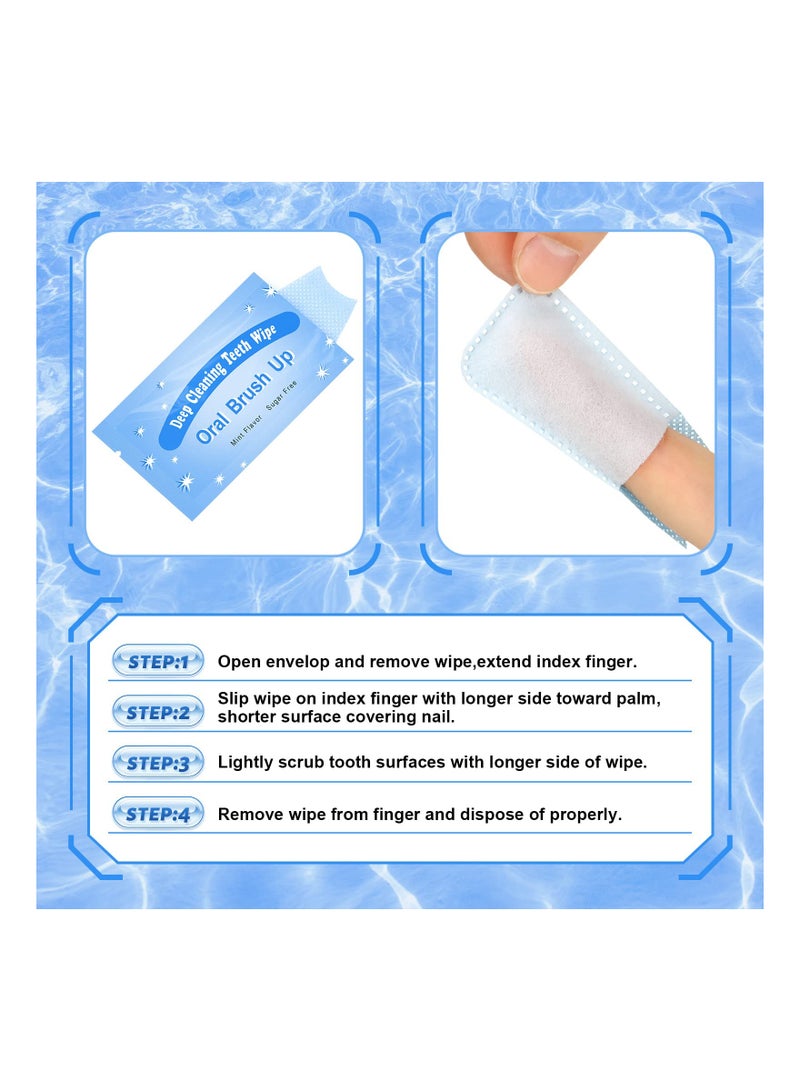 Teeth Cleaning Tablets, Disposable Finger Brush Teeth Wipes Bulk Finger Toothbrush Textured Surface Deep Teeth Cleaning Finger Wipes Oral Wipes for Adults Teeth Mouth (100 Pcs)