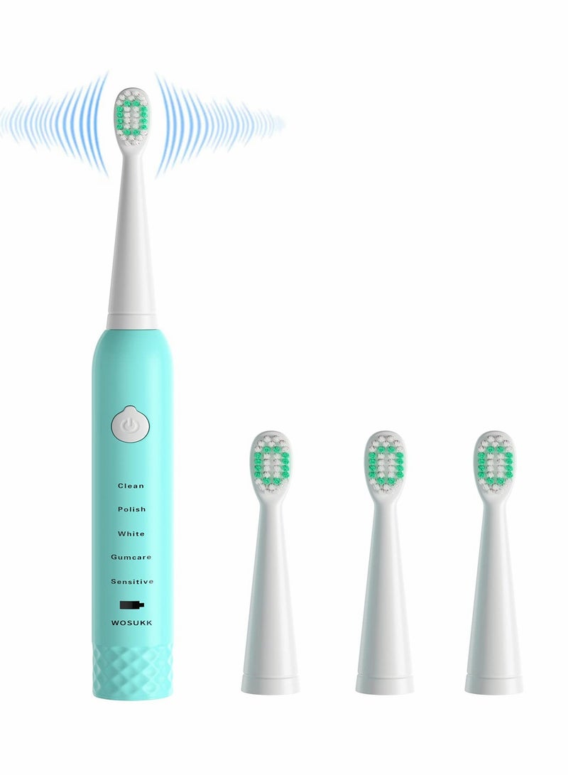 Sonic Electric Toothbrushes for Kids-5 Modes with Smart Timer, Waterproof USB Charging Rechargeable Ultrasonic Toothbrushes, 4 Replacement Brush Heads, Adults Power Toothbrush