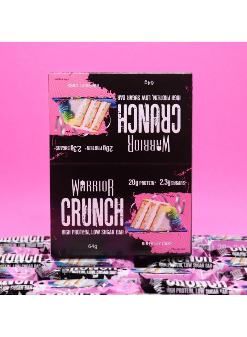 WARRIOR Crunch High Protein Bar Birthday Cake Flavor 64g Pack of 12