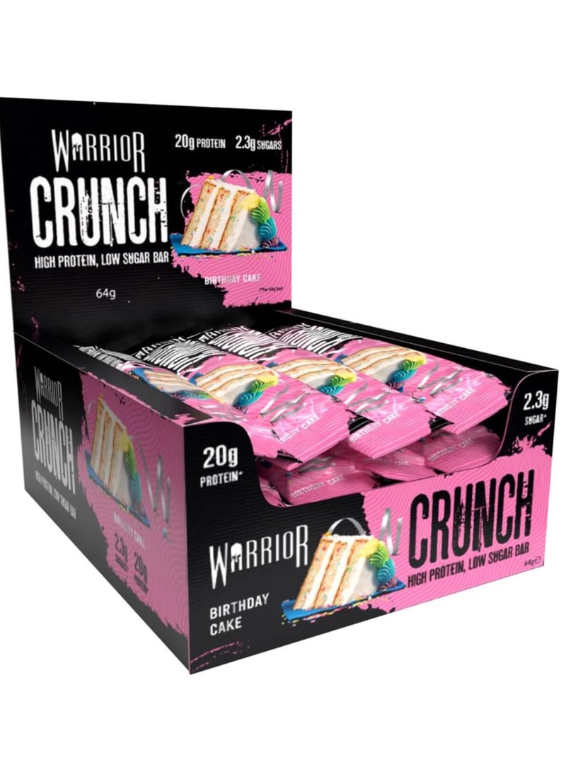 WARRIOR Crunch High Protein Bar Birthday Cake Flavor 64g Pack of 12