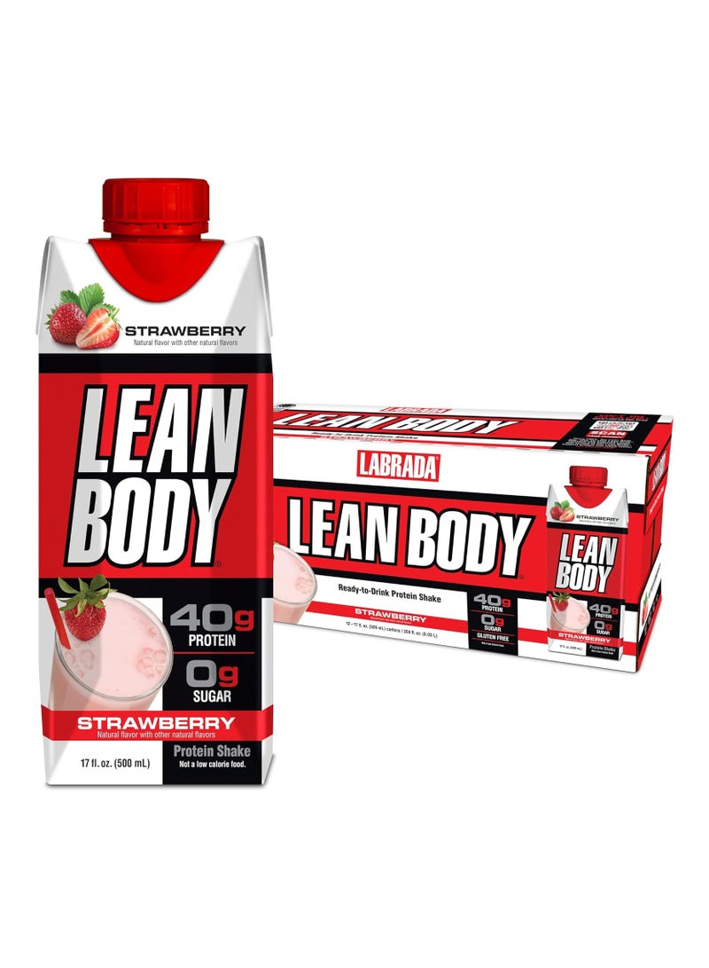 LABRADA Lean Body RTD High Protein Shake Strawberry Flavor (500ml) Pack of 12