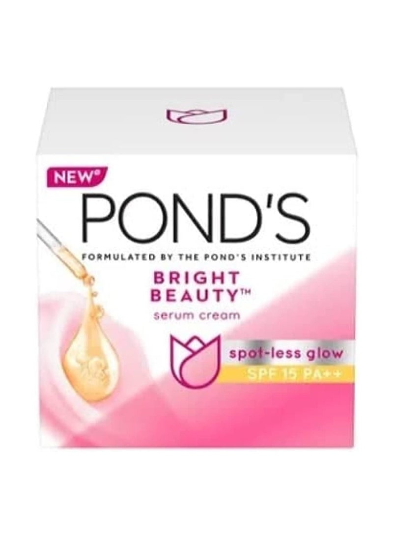 POND'S Bright Beauty SPF 15 PA ++ Day Cream 50 g, Non-Oily, Mattifying Daily Face Moisturizer - With Niacinamide to Lighten Dark Spots for Glowing Skin