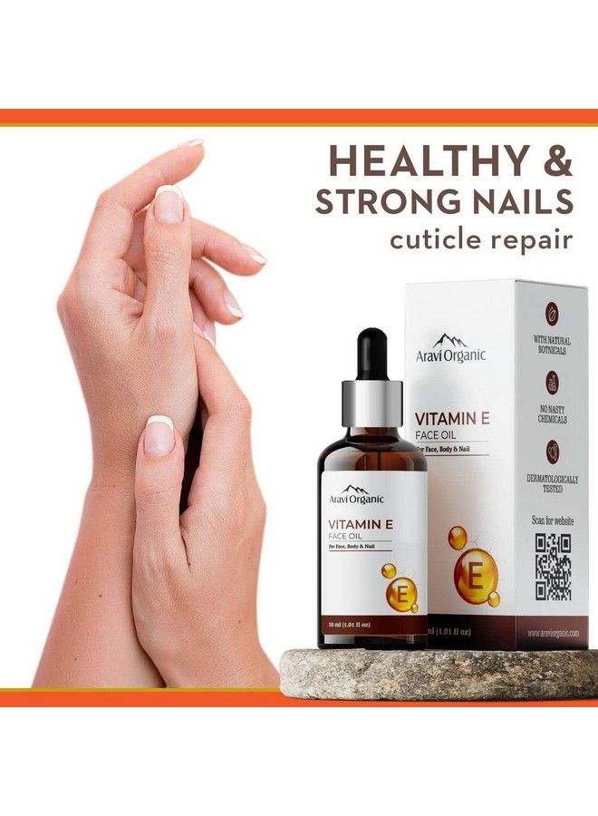 Aravi Organic Vitamin E Oil For Face - 30 Ml | Best Oil For Face, Body And Nail From Veg Vitamin E Source | Nourish Your Face And Repair Damaged Skin Naturally.