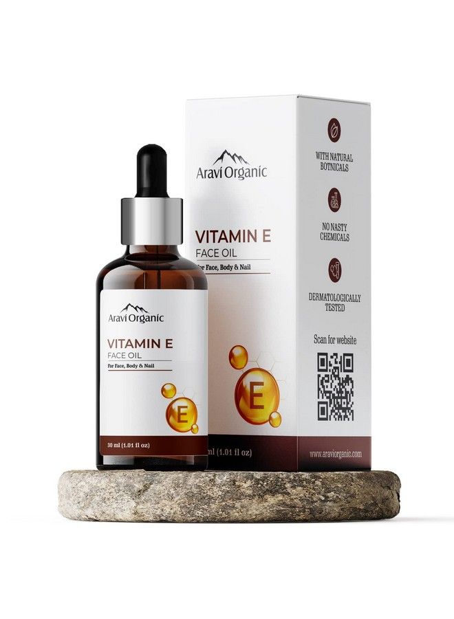 Aravi Organic Vitamin E Oil For Face - 30 Ml | Best Oil For Face, Body And Nail From Veg Vitamin E Source | Nourish Your Face And Repair Damaged Skin Naturally.