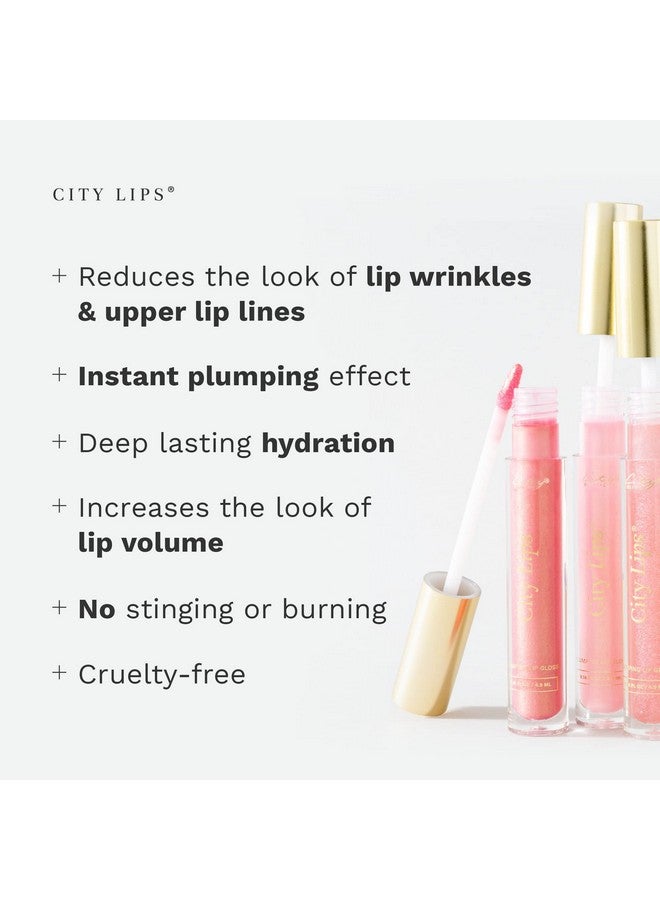 City Lips Plumping Lip Gloss Hydrate & Volumize All Day Wear Hyaluronic Acid & Peptides Visibly Smooth Lip Wrinkles Cruelty Free (Tinsel Town)