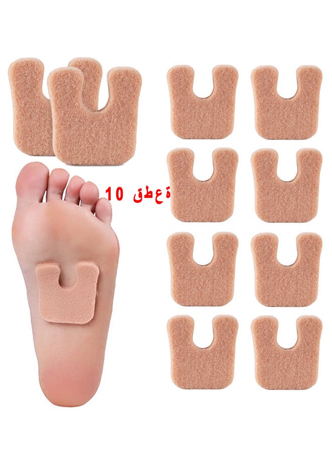 10PCS U Shaped Felt Callus Pads Self-Stick Pedi Cushions Pads For Metatarsal Forefoot Foot Heel Pain Relief For Men And Women, Protect Corn Callous Blisters From Rubbing On Shoes