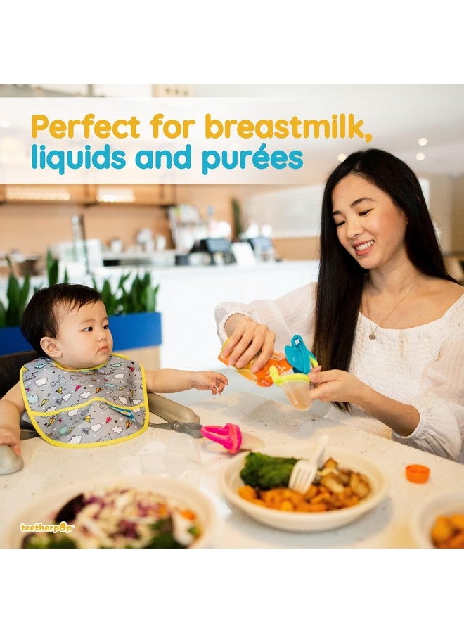 Teething Toys For Babies Fillable Freezable Baby Teethers Fill With Breastmilk Purees Water Smoothies Juice & More (4 Pack)