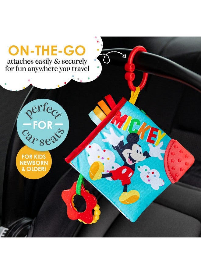 Disney Baby Mickey Mouse Colorful Crinkle Soft Book With Teething Corner And Onthego Clip For Babies